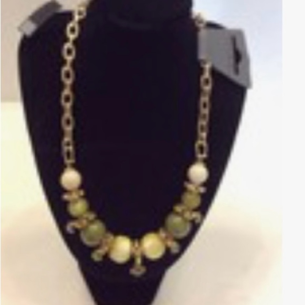 Pilgrim Skanserborg Gold and Green Beaded Necklace